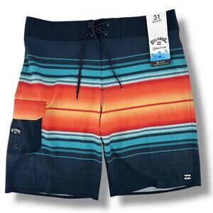 Billabong All Day Stripe Pro 20" Boardshorts Mens Size 31 Orange Blue